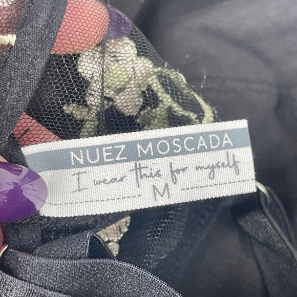 NEW Nuez Moscada The Gardenia Bustier Women's SZ Medium Black Embroidered Floral - Picture 6 of 6